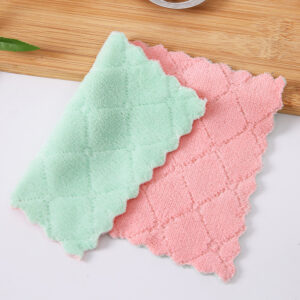 Khăn Lau Bếp Chén Bát 2 Màu Đa Năng Siêu Thấm Hút Sợi Vải Mềm Mại 27x15cm