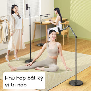 Arm Kẹp Đỡ Điện Thoại, Tablet Giá Đỡ Điện Thoại Dạng Đứng Bằng Hợp Kim Nhôm, Cao Đến 1.6m và Xoay 360 Độ