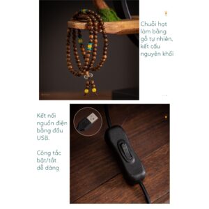 Tượng Phật Thích Ca Ngồi Thiền Dưới Gốc Cây Kèm kệ Đèn Led Decor An Yên