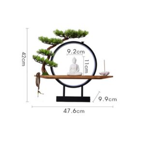 Tượng Phật Thích Ca Ngồi Thiền Dưới Gốc Cây Kèm kệ Đèn Led Decor An Yên