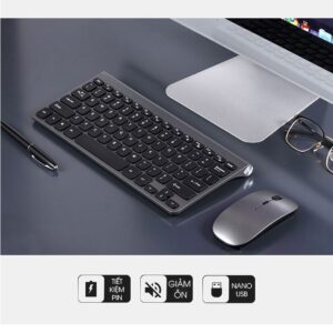 Bộ Bàn Phím Và Chuột Không Dây Bluetooth 2.4G W201-S, Thiế Kế Silent, 78 Phím Dành Cho Laptop, PC, SmartTV, TVBox