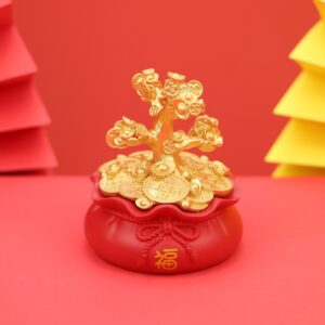 Hủ Vàng Phong Thủy Tài Lộc, Túi Thần Tài Để Taplo Ô Tô, Bàn Làm Việc - Hủ Đựng Muối Gạo Bàn Thờ Thần Tài