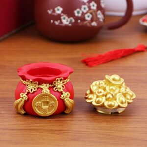 Hủ Vàng Phong Thủy Tài Lộc, Túi Thần Tài Để Taplo Ô Tô, Bàn Làm Việc - Hủ Đựng Muối Gạo Bàn Thờ Thần Tài