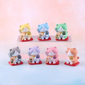 Mô Hình Mèo May Mắn Maneki Neko Cầm Ngọc Trang Trí Tiểu Cảnh, Bàn Làm Việc, Làm Quà Tặng