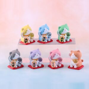Mô Hình Mèo May Mắn Maneki Neko Cầm Ngọc Trang Trí Tiểu Cảnh, Bàn Làm Việc, Làm Quà Tặng