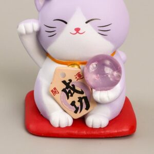 Mô Hình Mèo May Mắn Maneki Neko Cầm Ngọc Trang Trí Tiểu Cảnh, Bàn Làm Việc, Làm Quà Tặng