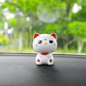 Mèo Thần Tài Lúc Lắc, Mèo May Mắn Maneki Neko Sử Dụng Năng Lượng Mặt Trời - Trang Trí Taplo Oto, Bàn Làm Việc, Quà Tặng
