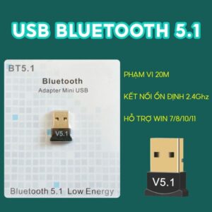 USB Bluetooth 5.1 Cho Máy Tính PC, Laptop Kết Nối Wifi, Loa, Máy In, Chuột, Bàn Phím