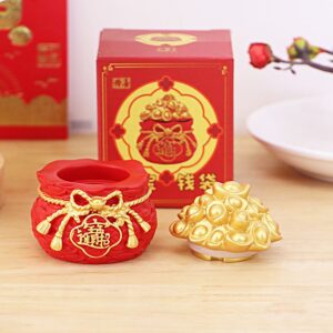 Hủ Vàng Phong Thủy Tài Lộc, Túi Thần Tài Để Taplo Ô Tô, Bàn Làm Việc - Hủ Đựng Muối Gạo Bàn Thờ Thần Tài