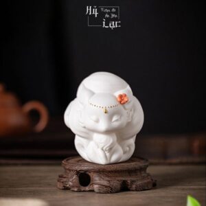 Tượng Cửu Vĩ Hồ Gốm Sứ Màu Trắng Mang Lại May Mắn, Sức Khỏe, Tình Duyên