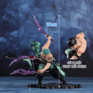 Mô Hình Zoro 300 Thế Giới Cầm Tam Kiếm, Có 2 Đầu Thay Đổi Được 28cm - Mô Hình One Piece FullBox