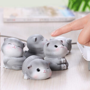 Mô Hình Mèo Xám Cute Dùng Trang Trí Tiểu Cảnh, Decor Bàn Làm Việc, Decor Phòng Ngủ, Làm Quà Tặng