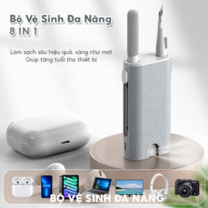 Bộ Dụng Cụ Vệ Sinh Laptop - Máy tính - Bàn Phím - Tai Nghe Airpod Đa Năng 8 in 1 Kèm Dụng Cụ Tháo Bàn Phím