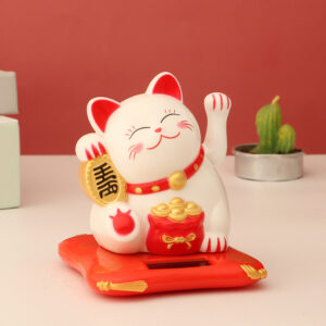 Mèo Thần Tài Vẫy Tay Dùng Năng Lượng Mặt Trời - Mang Lại May Mắn Tài Lộc Cho Gia Chủ (Trắng) Size 7.5cm