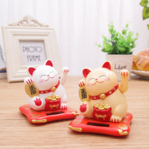 Mèo Thần Tài Vẫy Tay Dùng Năng Lượng Mặt Trời - Mang Lại May Mắn Tài Lộc Cho Gia Chủ (Trắng) Size 7.5cm