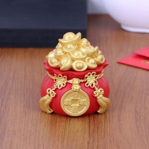 Hủ Vàng Phong Thủy Tài Lộc, Túi Thần Tài Để Taplo Ô Tô, Bàn Làm Việc - Hủ Đựng Muối Gạo Bàn Thờ Thần Tài