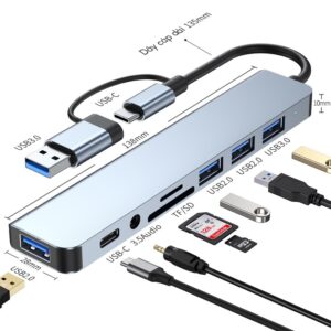 Hub Type C, Hub USB Chia Cổng 8 IN 1, Cổng Chuyển Đổi Type C cho Macbook Tích Hợp Cổng USB Cho PC, Laptop