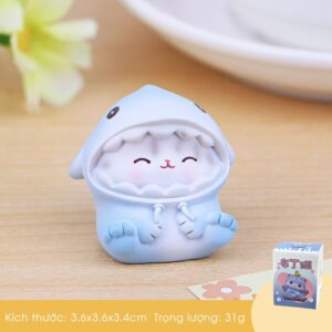 Set 4 Mèo Xám Mini Cute Làm Quà Sinh Nhật, Trang Trí