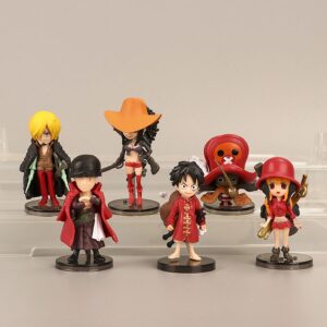 Set 9 Mô Hình Nhân Vật Băng Mũ Rơm Màu Đỏ - Mô Hình One Piece