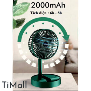 Quạt Mini Gấp Gọn, Quạt Để Bàn 3 Chế Độ Gió, Sạc USB Tích Điện 2000mAh