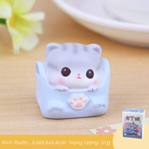 Set 4 Mèo Xám Mini Cute Làm Quà Sinh Nhật, Trang Trí