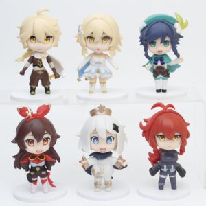 Set 6 Mô Hình Nhân Vật Genshin Impact - Mô Hình Aether, Paimon, Diluc, Venti, Amber, Lumine Làm Quà Tặng, Trang Trí