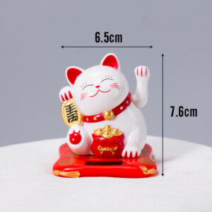 Mèo Thần Tài Vẫy Tay Dùng Năng Lượng Mặt Trời - Mang Lại May Mắn Tài Lộc Cho Gia Chủ (Trắng) Size 7.5cm