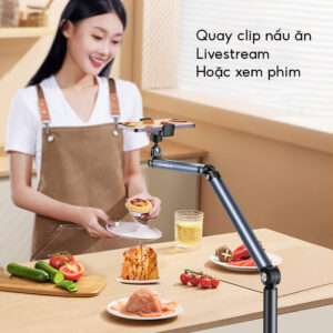 Arm Kẹp Đỡ Điện Thoại, Tablet Giá Đỡ Điện Thoại Dạng Đứng Bằng Hợp Kim Nhôm, Cao Đến 1.6m và Xoay 360 Độ