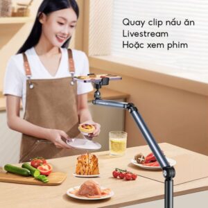 Arm Kẹp Đỡ Điện Thoại, Tablet Giá Đỡ Điện Thoại Dạng Đứng Bằng Hợp Kim Nhôm, Cao Đến 1.6m và Xoay 360 Độ