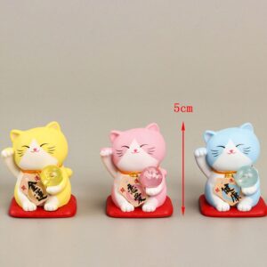 Mô Hình Mèo May Mắn Maneki Neko Cầm Ngọc Trang Trí Tiểu Cảnh, Bàn Làm Việc, Làm Quà Tặng