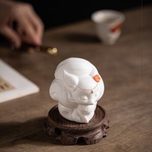 Tượng Cửu Vĩ Hồ Gốm Sứ Màu Trắng Mang Lại May Mắn, Sức Khỏe, Tình Duyên