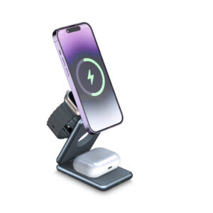 Đế Sạc Nhanh Không Dây 15W 3in1 Có Nam Châm Cho iPhone, Apple Watch, Airpod, Các Dòng Hỗ Trợ Sạc Không Dây