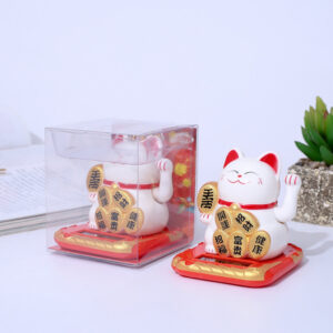 Mèo Thần Tài Vẫy Tay Dùng Năng Lượng Mặt Trời - Mang Lại May Mắn Tài Lộc Cho Gia Chủ (Trắng) Size 7.5cm