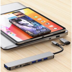 Hub Type C, Hub USB Chia Cổng 8 IN 1, Cổng Chuyển Đổi Type C cho Macbook Tích Hợp Cổng USB Cho PC, Laptop