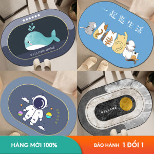 Thảm Lau Chân 3D Cao Cấp, Mềm Mịn, Chống Trượt, Thấm Hút Nước