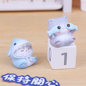 Set 4 Mèo Xám Mini Cute Làm Quà Sinh Nhật, Trang Trí