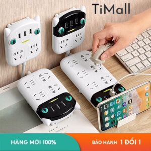 Ổ Cắm Điện Đa Năng Thông Minh 2500W, Chống Giật, 6 Lỗ Cắm Và 3 Cổng Sạc USB, Phích Cắm 2 Chấu