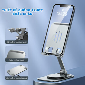 Giá Đỡ Điện Thoại, Máy Tính Bảng Xoay 360 Độ Bằng Hộp Kim Nhôm, Chống Trượt, Chịu Nặng Đến 5kg