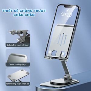 Giá Đỡ Điện Thoại, Máy Tính Bảng Xoay 360 Độ Bằng Hộp Kim Nhôm, Chống Trượt, Chịu Nặng Đến 5kg