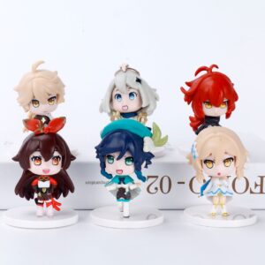 Set 6 Mô Hình Nhân Vật Genshin Impact - Mô Hình Aether, Paimon, Diluc, Venti, Amber, Lumine Làm Quà Tặng, Trang Trí