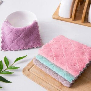 Khăn Lau Bếp Chén Bát 2 Màu Đa Năng Siêu Thấm Hút Sợi Vải Mềm Mại 27x15cm