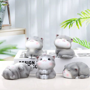 Mô Hình Mèo Xám Cute Dùng Trang Trí Tiểu Cảnh, Decor Bàn Làm Việc, Decor Phòng Ngủ, Làm Quà Tặng