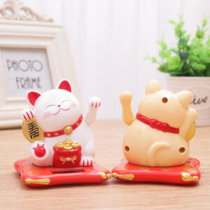 Mèo Thần Tài Vẫy Tay Dùng Năng Lượng Mặt Trời - Mang Lại May Mắn Tài Lộc Cho Gia Chủ (Trắng) Size 7.5cm