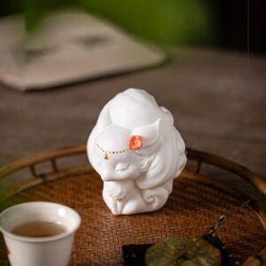 Tượng Cửu Vĩ Hồ Gốm Sứ Màu Trắng Mang Lại May Mắn, Sức Khỏe, Tình Duyên