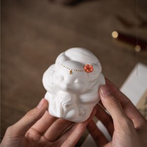 Tượng Cửu Vĩ Hồ Gốm Sứ Màu Trắng Mang Lại May Mắn, Sức Khỏe, Tình Duyên