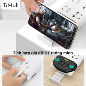 Ổ Cắm Điện Đa Năng Thông Minh 2500W, Chống Giật, 6 Lỗ Cắm Và 3 Cổng Sạc USB, Phích Cắm 2 Chấu