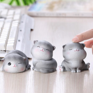 Mô Hình Mèo Xám Cute Dùng Trang Trí Tiểu Cảnh, Decor Bàn Làm Việc, Decor Phòng Ngủ, Làm Quà Tặng