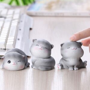 Mô Hình Mèo Xám Cute Dùng Trang Trí Tiểu Cảnh, Decor Bàn Làm Việc, Decor Phòng Ngủ, Làm Quà Tặng