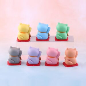Mô Hình Mèo May Mắn Maneki Neko Cầm Ngọc Trang Trí Tiểu Cảnh, Bàn Làm Việc, Làm Quà Tặng