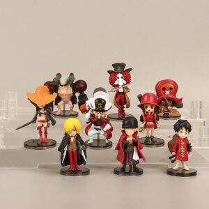 Set 9 Mô Hình Nhân Vật Băng Mũ Rơm Màu Đỏ - Mô Hình One Piece